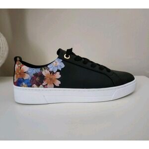 Ted Baker London Alison Women's Sneaker Black Leather/‎ Floral Size 8